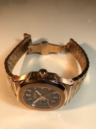 Seiko Mod - Nautilus “Open Heart” (Oro Rosa)