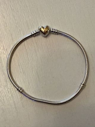 Pulsera Pandora Corazón Oro y Plata 21cm