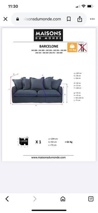 Sofá 3 plazas Maison Du Monde Beige