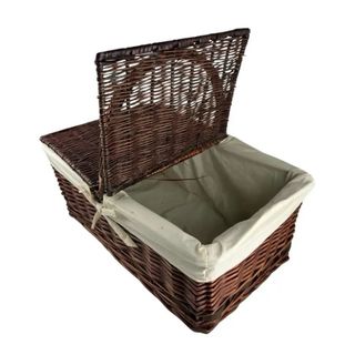 Cesta de Mimbre Marrón con Forro Beige