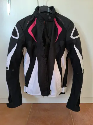Chaqueta Moto Niña Negra y Rosa