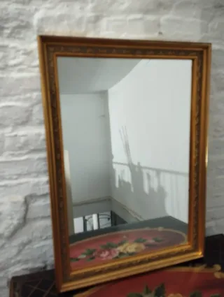 Espejo Antiguo Dorado Marco Madera