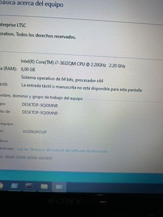 Portátil Sony Vaio Core i7