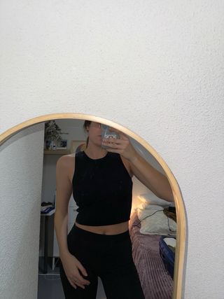 Top negro Zara de punto fino