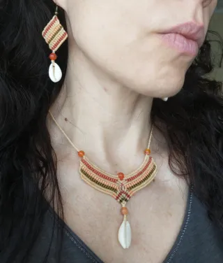 Conjunto Macramé Collar y Pendientes