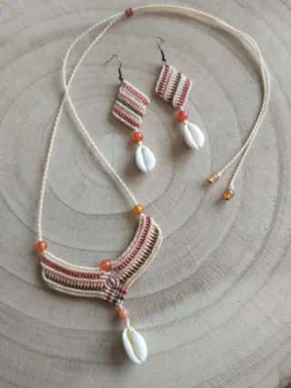 Conjunto Macramé Collar y Pendientes