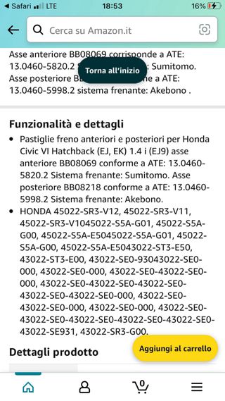 Pastiglie freni X Honda