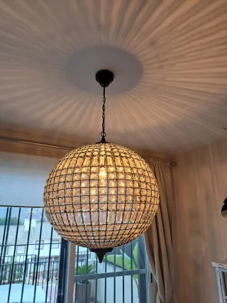 Lámpara colgante esfera cristal metal