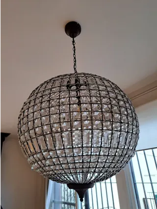 Lámpara colgante esfera cristal metal