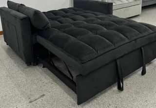 Sofá Cama 2 Plazas Negro Terciopelo