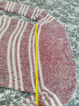 Jersey suave lana pelo rayas rojo blanco