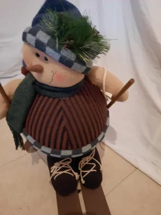 Adorno esquiador tela y madera