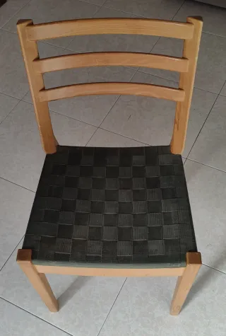 Lote 4 Sillas Madera Rejilla Verde