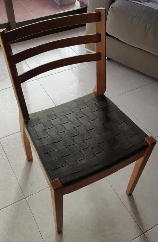 Lote 4 Sillas Madera Rejilla Verde