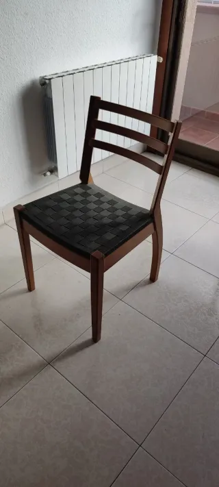 Lote 4 Sillas Madera Rejilla Verde