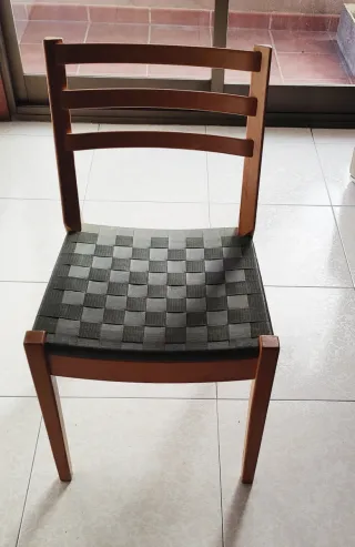 Lote 4 Sillas Madera Rejilla Verde