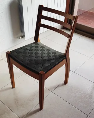 Lote 4 Sillas Madera Rejilla Verde