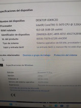 Ordenador HP i5 ssd