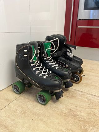 Patines en línea y paralelos.