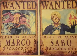 Carteles Wanted Marco y Sabo One Piece