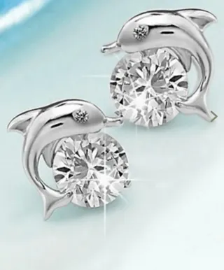 Pendientes Delfín con Circonita