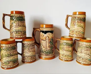 Lote 7 jarras de cerveza vintage de cerámica