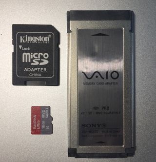 2 ADAPTADORES VAIO MEMORIA SD + MEMORIA 16