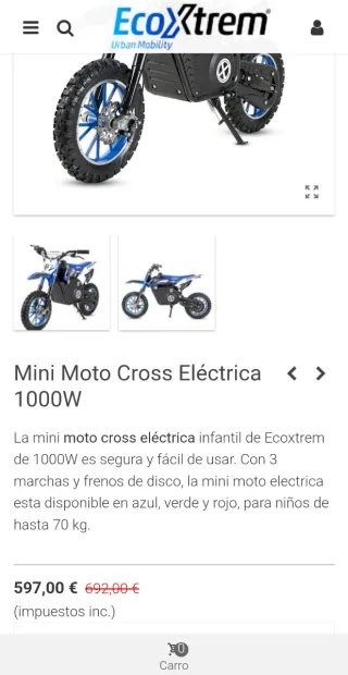 Moto Eléctrica Infantil Ecoxtrem 1000W