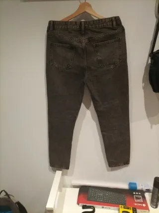 Pantalón vaquero Zara gris-marrón jaspeado T38