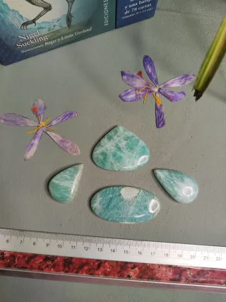 Lote de 4 piedras de amazonita, cabujones