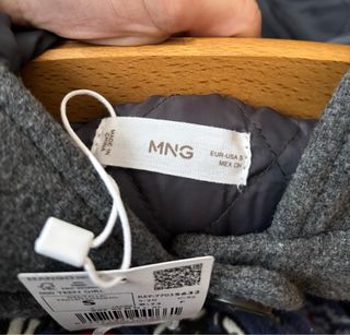 Abrigo lana Mango gris.