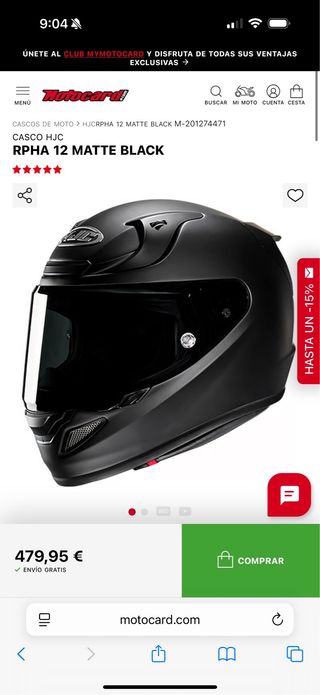 Casco HJC RPHA 12 Matte Black Talla M