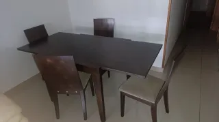 Mesa comedor extensible + 6 sillas madera