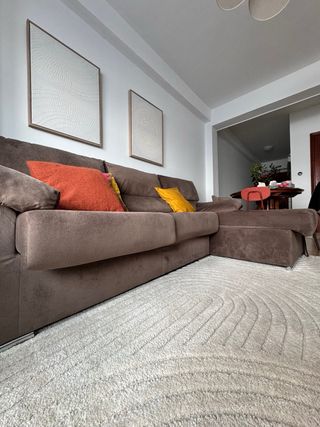 Sofá Chaise Longue Marrón/ gris