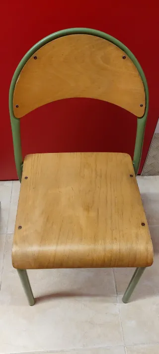 Silla escolar vintage madera y metal