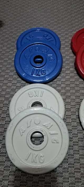 Lote 8 discos pesas 1 kg