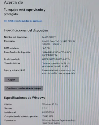 PC Gaming RGB GTX SSD Windows Blanco