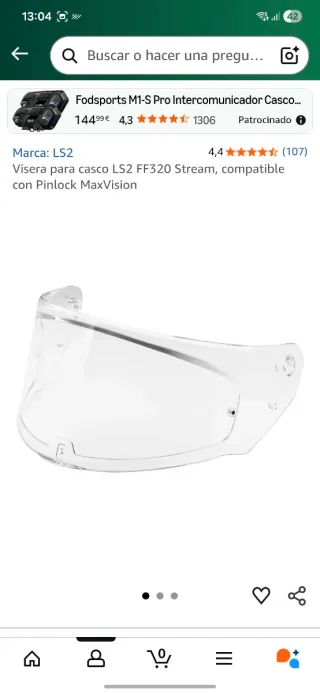 Visera casco LS2 FF320 FF353 FF800 Transparente