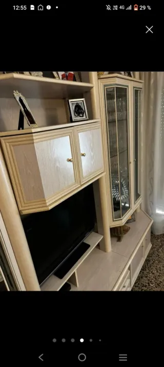 Mueble de salón modular TV cristal madera
