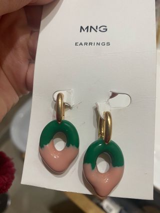 Pendientes Mango verdes y rosas nuevos
