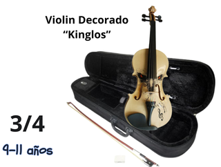 Violín 3/4 Decorado con Estuche, Arco y Resina