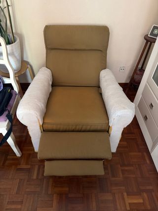 Butaca reclinable tela beige/marrón