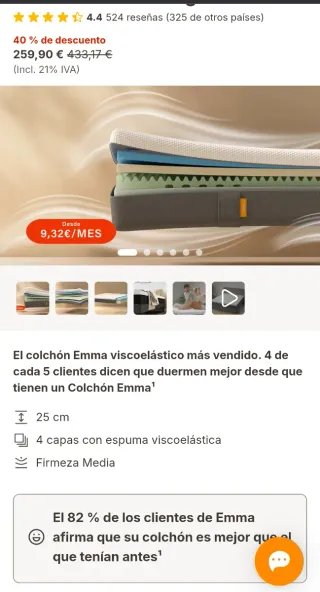 Colchón Emma original classic 90/200cm