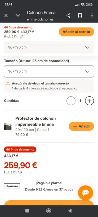 Colchón Emma original classic 90/200cm