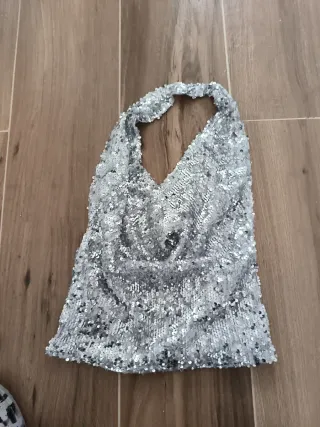 Top lentejuelas plateado