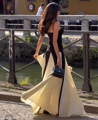 Vestido largo Shein blanco y negro.