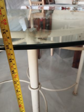 Mesa comedor redonda cristal y metal