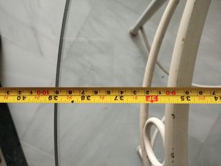 Mesa comedor redonda cristal y metal