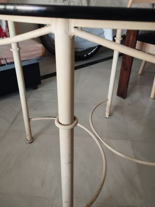 Mesa comedor redonda cristal y metal