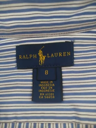 Camisa Polo Ralph Lauren Rayas Azul y blancas